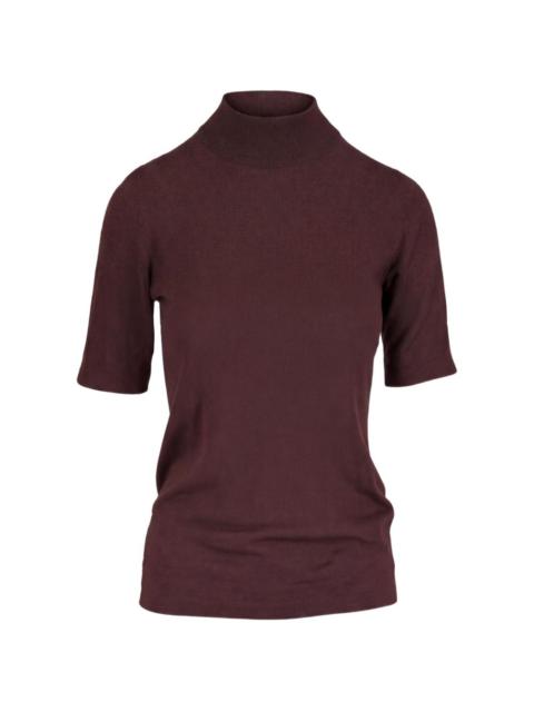 Brunello Cucinelli high-neck short-sleeve cashmere sweater