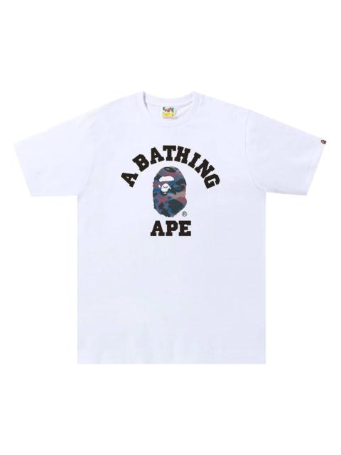 A BATHING APE® BAPE Grid Camo College Tee 'White/Purple'