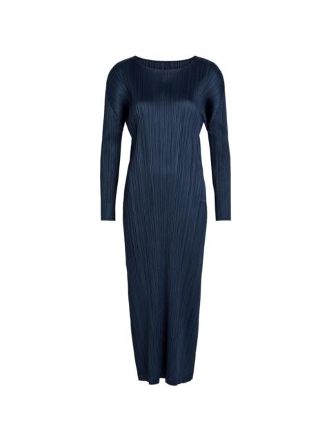 pleated long-sleeve maxi dress