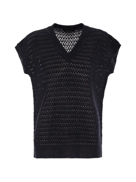 FABIANA FILIPPI V-neck crochet sleeveless cotton jumper