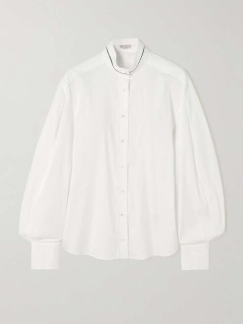 Brunello Cucinelli Embellished cotton-blend poplin shirt