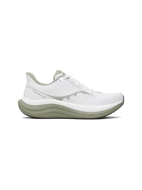 Saucony White & Khaki Triumph 23 Sneakers