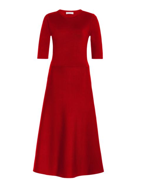 Seymore Knit Dress in Scarlet Red Merino Wool Cashmere