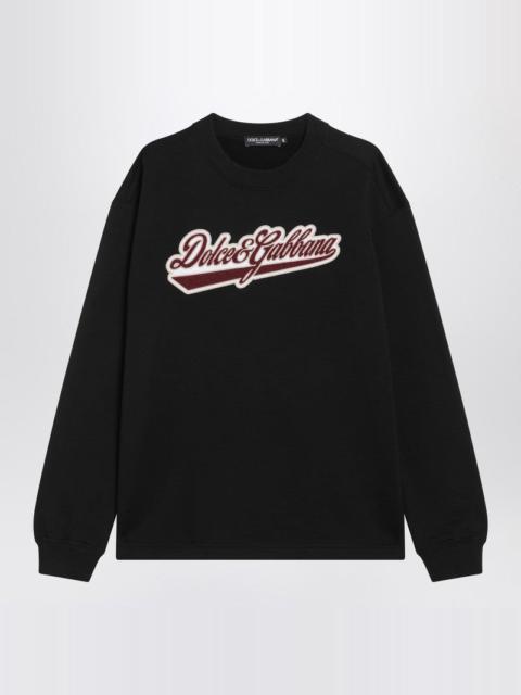 Dolce&Gabbana Black Cotton Sweatshirt With Logo Patch Women