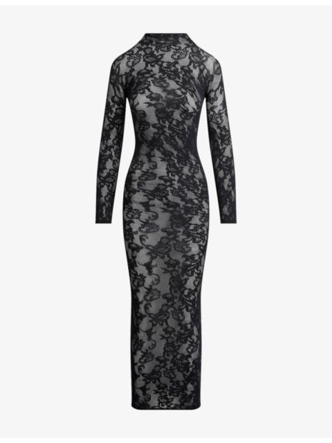 SKIMS Knit Lace Mock Neck Midi Dress