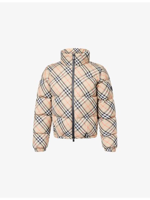 Burberry Check-Print Hooded Shell-Down Jacket