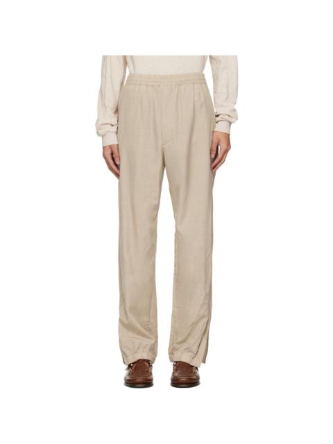 AURALEE Beige Crinkled Lounge Pants