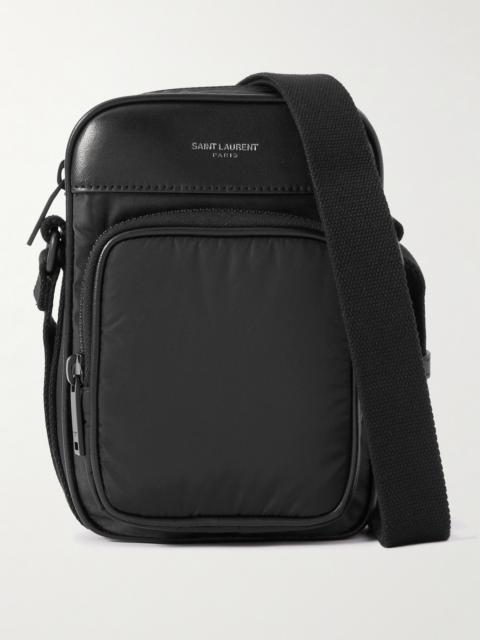 SAINT LAURENT City Mini Logo-Print Leather-Trimmed Shell Camera Bag