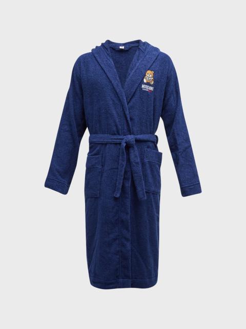 Moschino Men's Solid Robe with Bear Patch