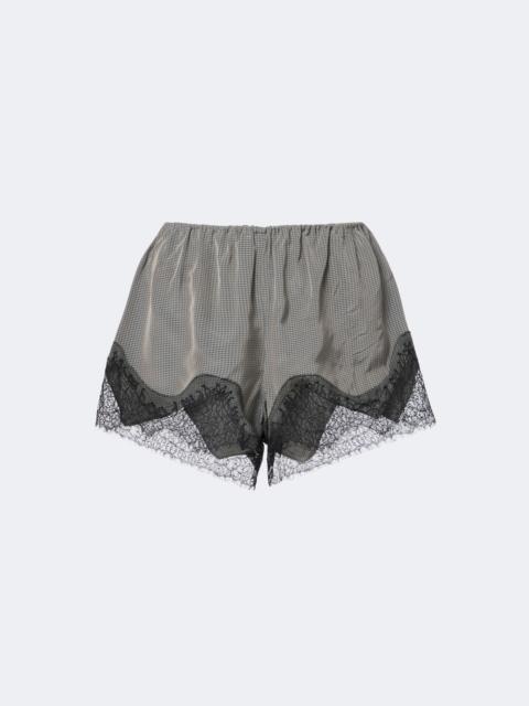 The Frankie Shop Dalia checked lace-trimmed satin shorts