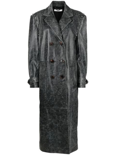 Alessandra Rich spike-stud leather long coat