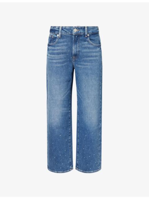 7 For All Mankind Stovepipe Crystal-Embellished Denim Jeans