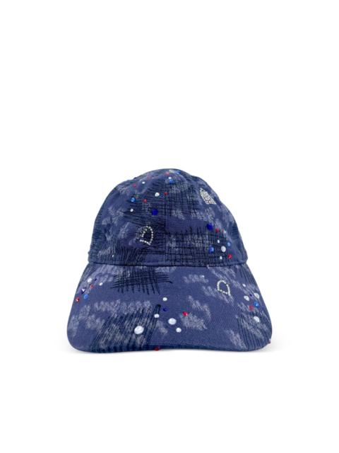 WHO DECIDES WAR crystal-embellished distressed cap