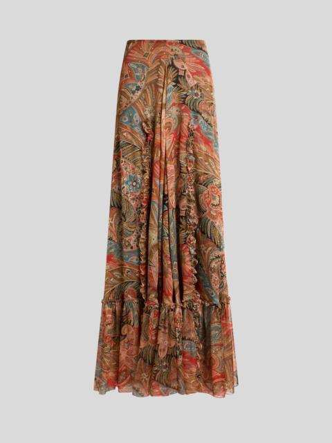 Etro SILK MAXI SKIRT WITH FLOUNCE AND PAISLEY MOTIF