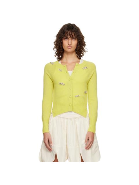 Simone Rocha Green Turbo Embellished Relaxed Cashmere Cardigan