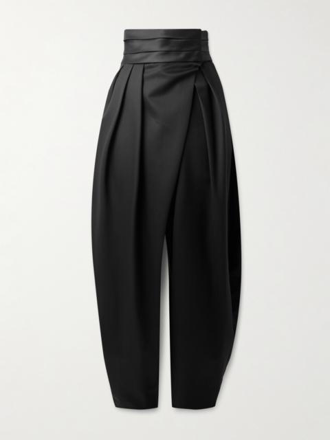 Alaïa Silk-trimmed Grain De Poudre Wool-blend Barrel-leg Pants