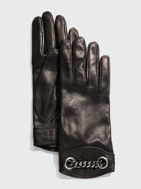 SAINT LAURENT Chain Leather Gloves