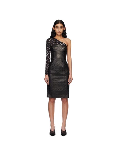 Marine Serre Black Moonogram Embossed Leather Midi Dress