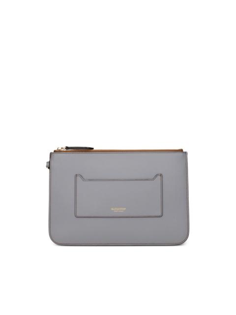 Burberry logo-print leather clutch bag