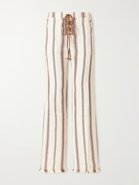 ALIX OF BOHEMIA Cooper Striped Cotton And Linen-blend Wide-leg Pants