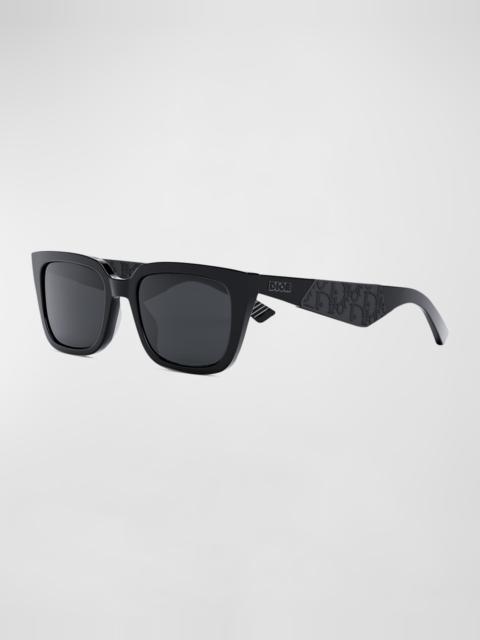 Men's Rubber Logo Square Acetate Sunglasses