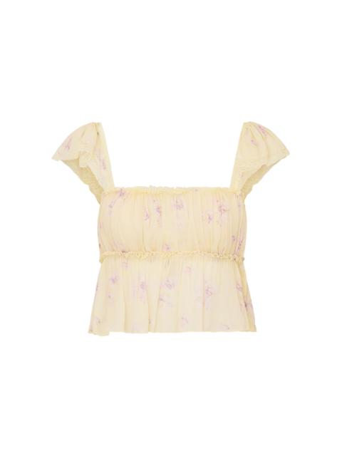 LoveShackFancy Siena Printed Top yellow