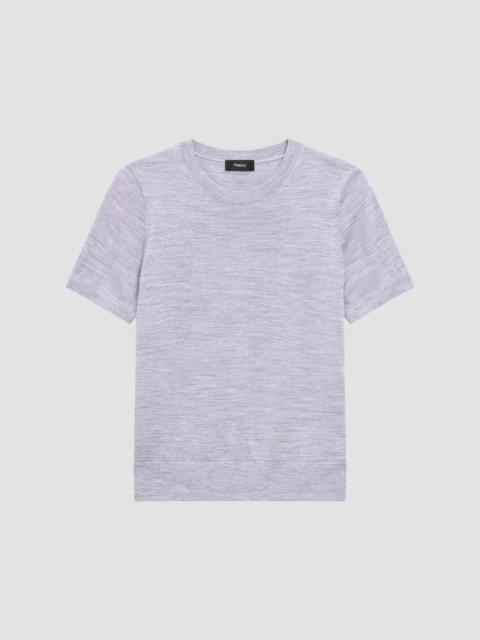Theory Women's Basic Merino Wool T-Shirt - Light Heather Grey