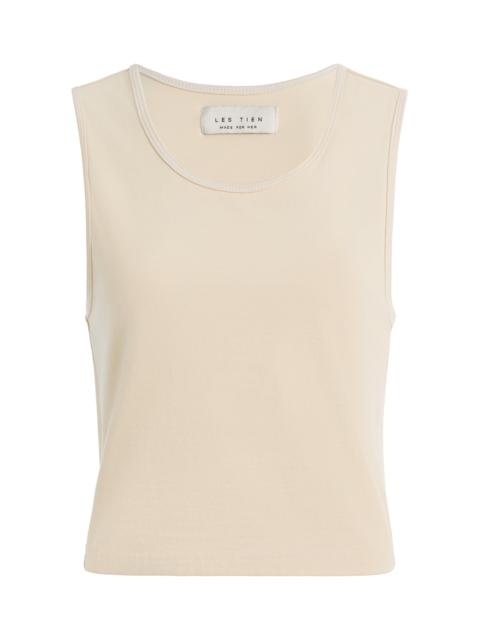 LES TIEN Talya Cropped Cotton-Modal Tank Top ivory