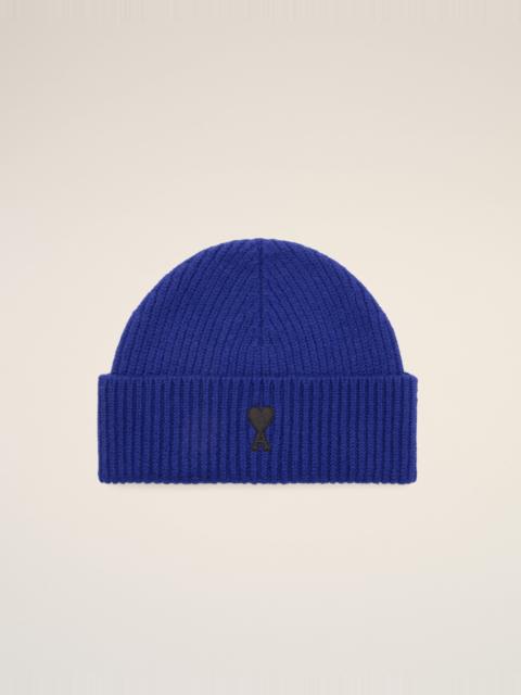 AMI Paris BLUE WOOL BEANIE WITH AMI DE COEUR