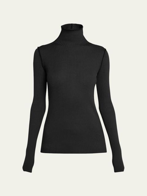 Moncler Extra Fine Wool Ribbed Turtleneck Sweater
