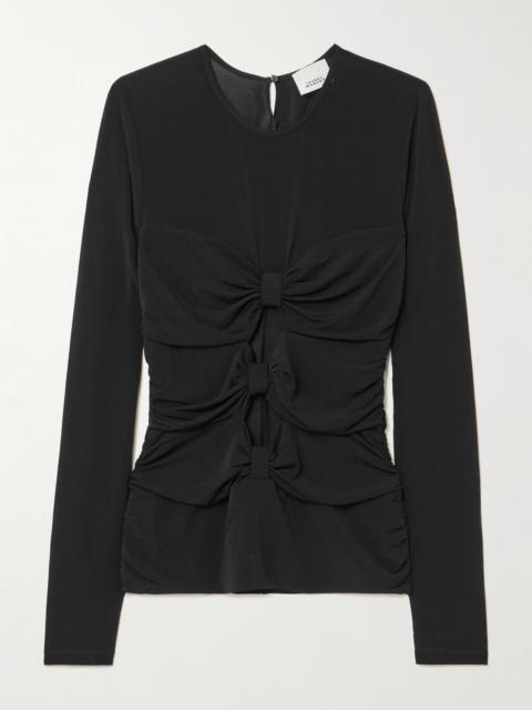 Isabel Marant Gladice Bow-detailed Cutout Stretch-jersey Top