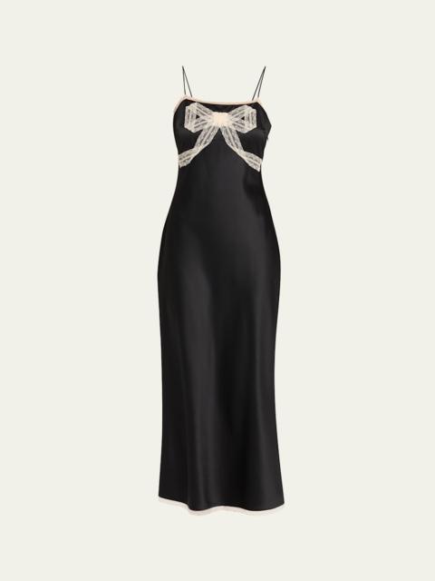 LoveShackFancy Isolie Lace Bow Crepe Midi Dress