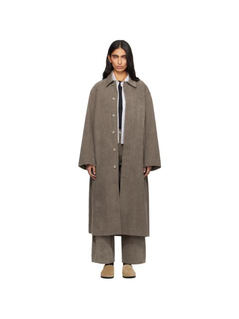 LAUREN MANOOGIAN Taupe Canvas Car Coat