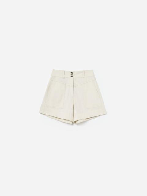 self-portrait Cream Denim Shorts