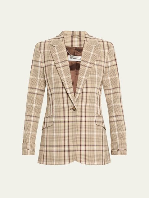 SIMKHAI Lillie Plaid Single-Breasted Blazer