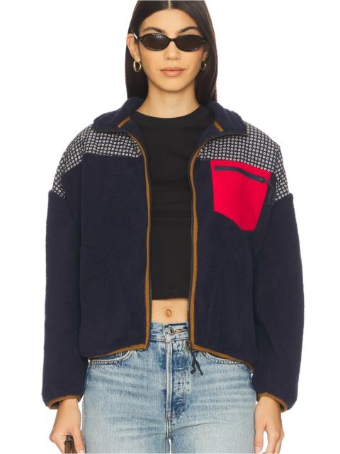 THE GREAT. Print Mix Plush Terrain Half Zip Jacket