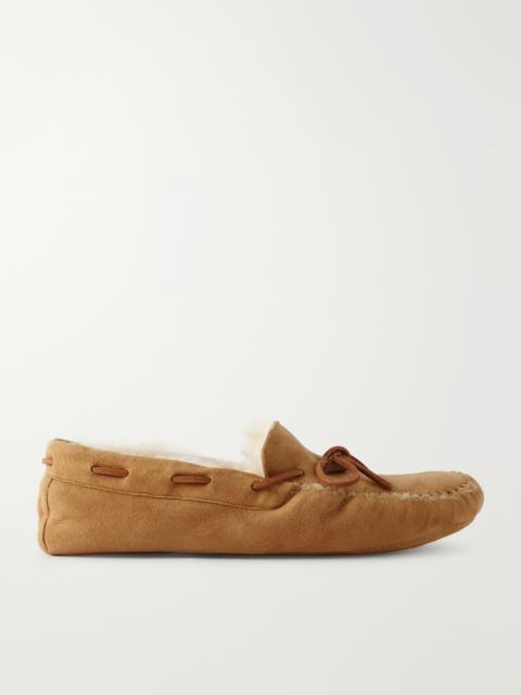 The Row Lucca Bow-detailed Shearling-lined Suede Loafers