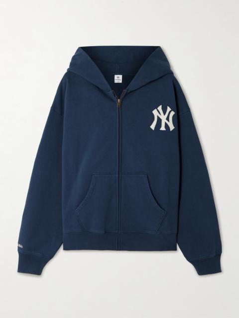 Sporty & Rich + New York Yankees Serif Cotton-jersey Zip-up Hoodie