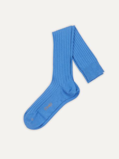 Drake's Sky Blue Cotton Over-the-Calf Socks
