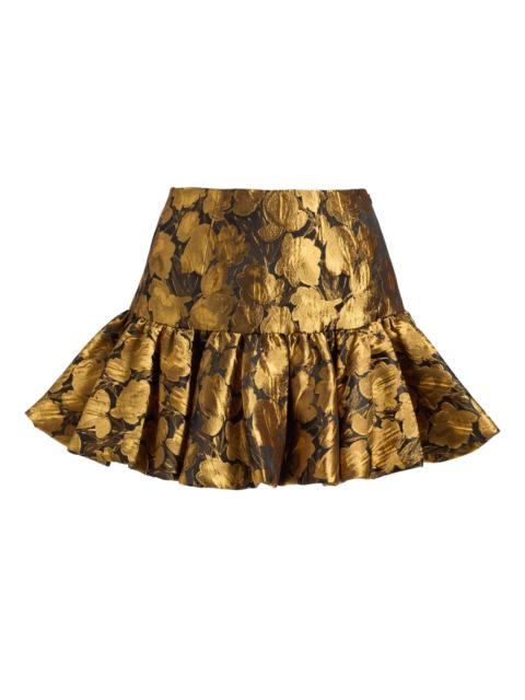 RONNY KOBO Women's Stormi Metallic Floral Brocade Miniskirt - Black Gold
