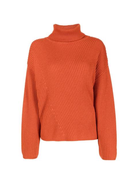 roll-neck ribbed-knit jumper