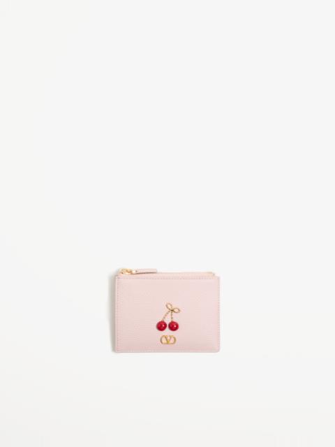 Valentino CHERRYFIC CARDHOLDER IN GRAINY CALFSKIN