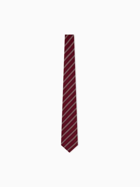 EMPORIO ARMANI SILK NECKTIE WITH DIAGONAL STRIPES