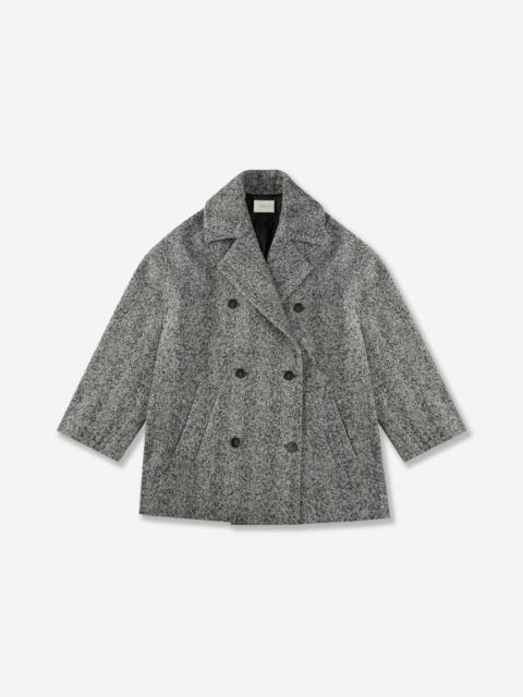 SLOWEAR Wide fit herringbone wool peacoat