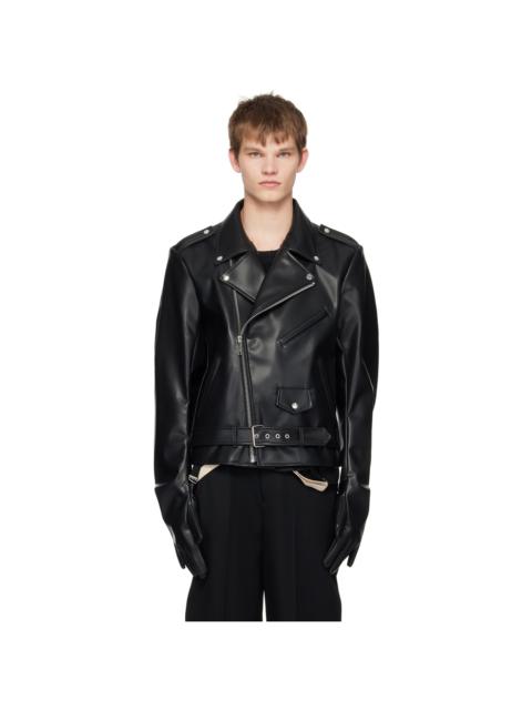 doublet Black Glove Sleeve Rider's Leather Jacket