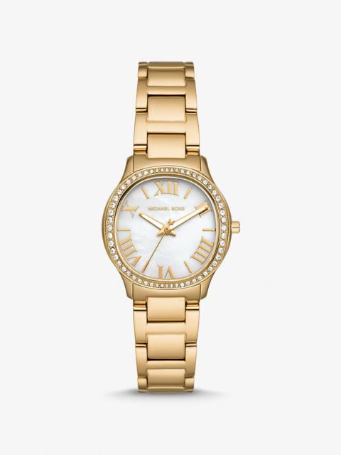 MICHAEL KORS Mini Sage Pavé Gold-Tone Watch