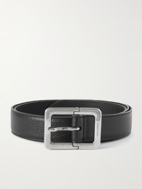 SAINT LAURENT 3cm Full-Grain Leather Belt Black