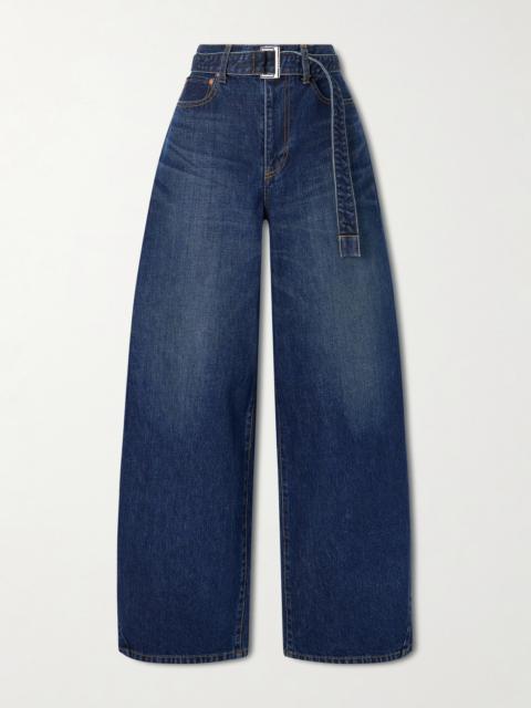 sacai Belted High-rise Barrel-leg Jeans