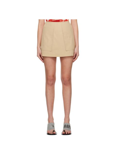 pushBUTTON Beige A-Line Miniskirt