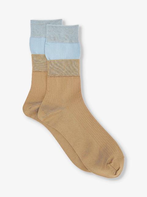 Branded contrast-panel knitted socks